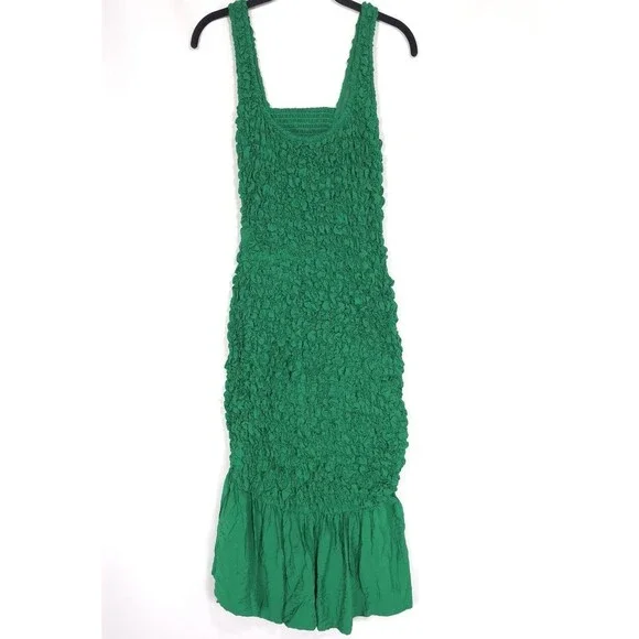 by anthropologie square neck ruffle midi dress Sleeveless Square-Neck Ruffle Tiered Midi Dress